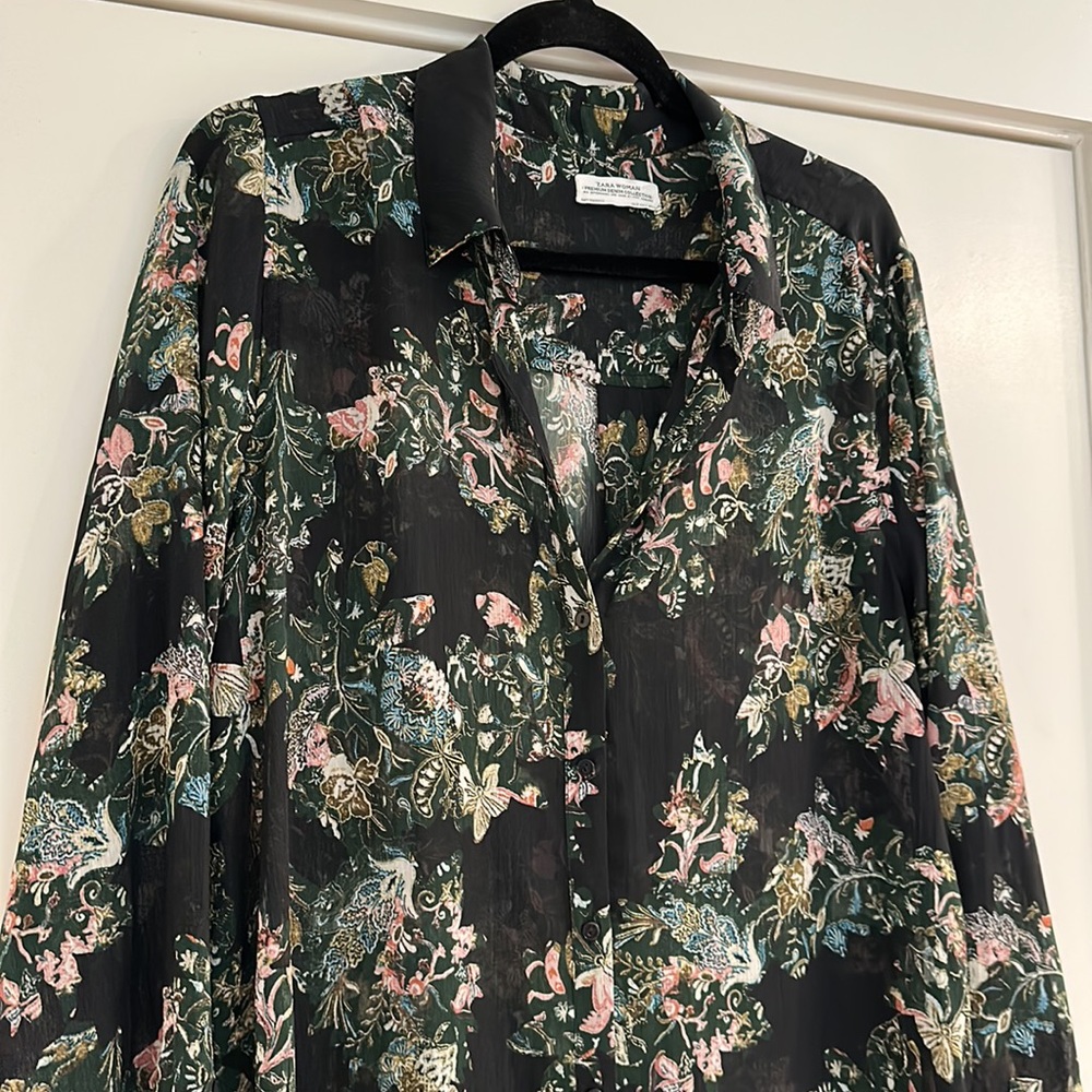 ZARA Premium Floral Print Tunic Shirt Dress
